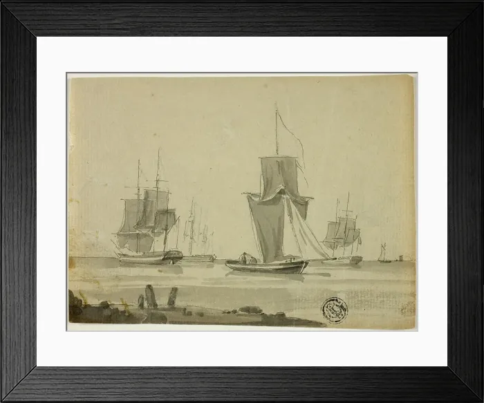 Framed Print : Boats at Sea, c.1800. Creator: Unknown Framed Print : Boats at Sea, c.1800. Creator: Unknown