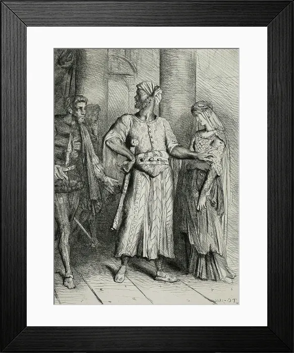 Framed Print : Honest Iago, my Desdemona must I leave to thee, plate four from Othello, 1844. Creator: Theodore Chasseriau Framed Print : Honest Iago, my Desdemona must I leave to thee, plate four from Othello, 1844. Creator: Theodore Chasseriau
