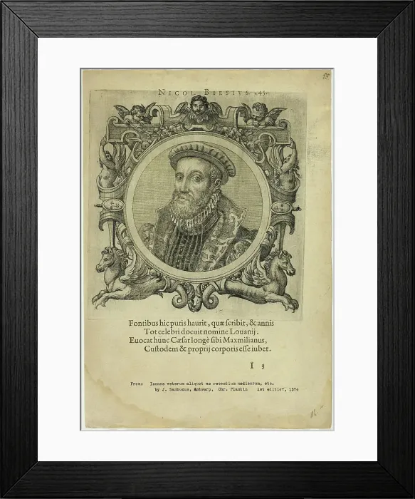 Framed Print : Portrait of Nicolaus Biesius, published 1574. Creators: Unknown, Johannes Sambucus Framed Print : Portrait of Nicolaus Biesius, published 1574. Creators: Unknown, Johannes Sambucus