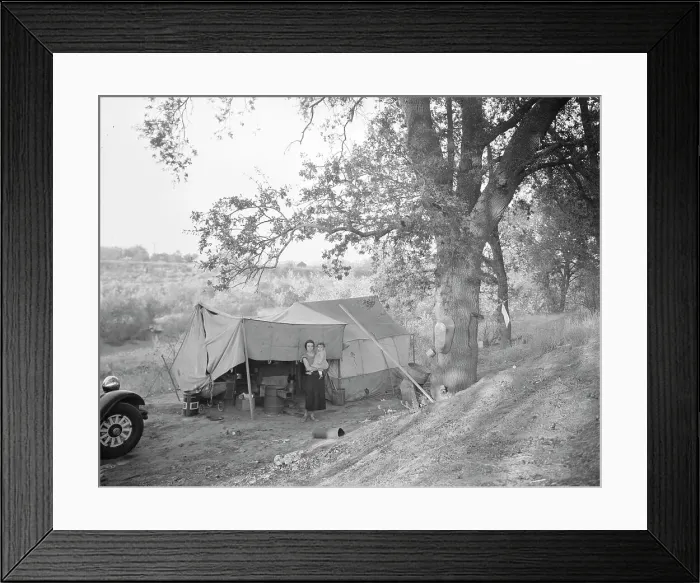 Framed Print : Wife and child of migrant worker, encamped near Winters, California, 1936. Creator: Dorothea Lange Framed Print : Wife and child of migrant worker, encamped near Winters, California, 1936. Creator: Dorothea Lange