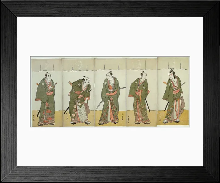 Framed Print : The Actors Ichikawa Monnosuke II as Karigane Bunshichi, Bando Mitsugoro I as An no... c. 1780. Creator: Shunsho Framed Print : The Actors Ichikawa Monnosuke II as Karigane Bunshichi, Bando Mitsugoro I as An no... c. 1780. Creator: Shunsho