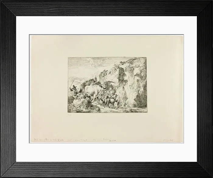 Framed Print : Herd Coming through an Arch of Rock, 1740. Creator: Christian Wilhelm Ernst Dietrich Framed Print : Herd Coming through an Arch of Rock, 1740. Creator: Christian Wilhelm Ernst Dietrich