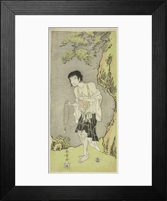 Framed Print : The Actor Nakamura Nakazo I as a Monk, Raigo Ajari, in the Play Nue no Mori Ichiyo no M... c. 1770. Creator: Shunsho