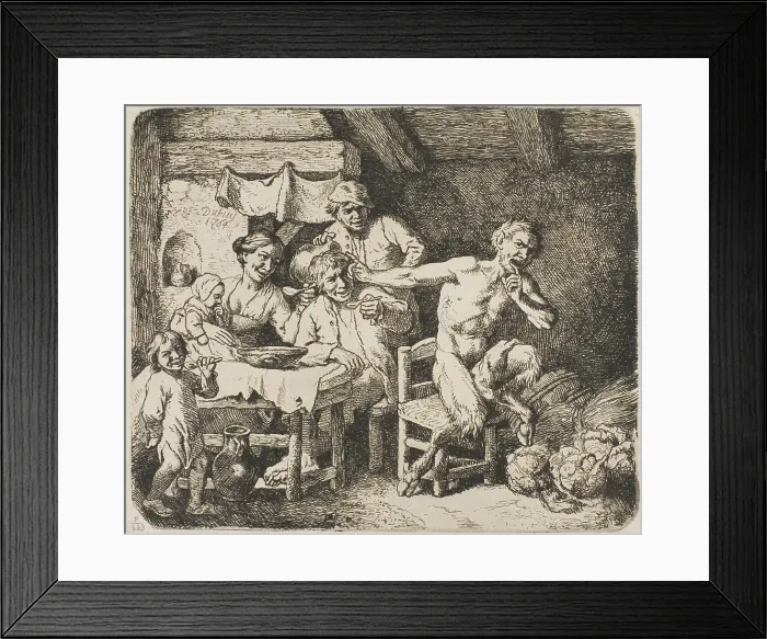 Framed Print : The Satyr in Peasant's House, 1764. Creator: Christian Wilhelm Ernst Dietrich Framed Print : The Satyr in Peasant's House, 1764. Creator: Christian Wilhelm Ernst Dietrich