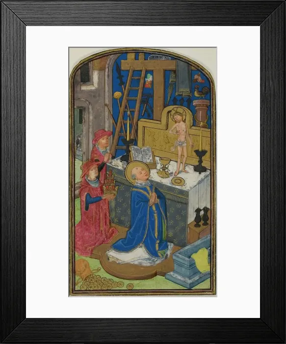 Framed Print : The Mass of St. Gregory, from a Book of Hours, 1460 / 70. Creator: Willem Vrelant or his workshop (Bruges) Framed Print : The Mass of St. Gregory, from a Book of Hours, 1460 / 70. Creator: Willem Vrelant or his workshop (Bruges)
