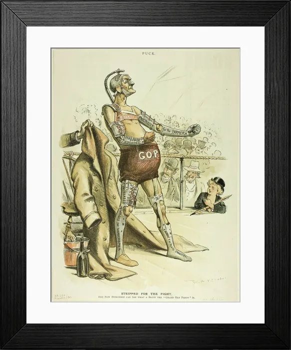 Framed Print : Stripped for the Fight, from Puck, 1892. Creator: William Allen Rogers Framed Print : Stripped for the Fight, from Puck, 1892. Creator: William Allen Rogers