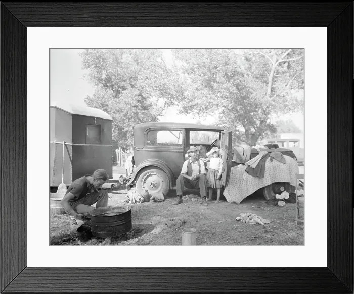 Framed Print : Migratory family in auto camp, California, 1936. Creator: Dorothea Lange Framed Print : Migratory family in auto camp, California, 1936. Creator: Dorothea Lange