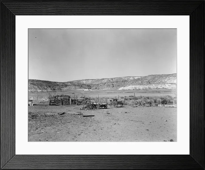 Framed Print : Desert mountains surround Escalante, Utah, 1936. Creator: Dorothea Lange Framed Print : Desert mountains surround Escalante, Utah, 1936. Creator: Dorothea Lange