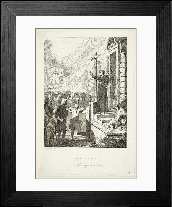 Framed Print : Preaching in the College at Rome, 1773 / 75. Creator: David Allan Framed Print : Preaching in the College at Rome, 1773 / 75. Creator: David Allan