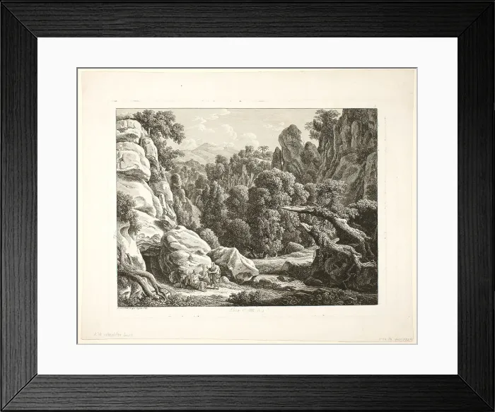 Framed Print : Landscape with the Temptation of Christ, 1799. Creator: Johann Christian Reinhart Framed Print : Landscape with the Temptation of Christ, 1799. Creator: Johann Christian Reinhart