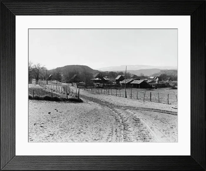 Framed Print : Mormon farm village, Escalante, Utah, 1936. Creator: Dorothea Lange Framed Print : Mormon farm village, Escalante, Utah, 1936. Creator: Dorothea Lange