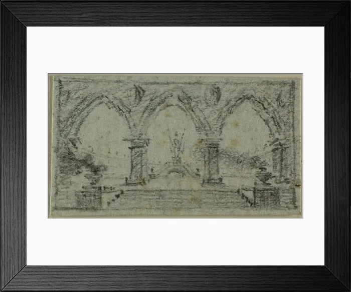 Framed Print : Porch with Gothic Arches, n.d. Creator: Domenico Quaglio II Framed Print : Porch with Gothic Arches, n.d. Creator: Domenico Quaglio II