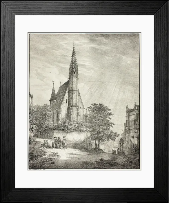Framed Print : Kiderich Church in Rheingau, 1823. Creator: Domenico Quaglio II Framed Print : Kiderich Church in Rheingau, 1823. Creator: Domenico Quaglio II