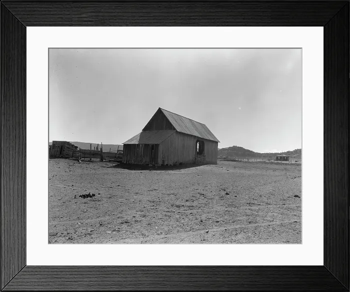 Framed Print : Typical barn on the edge of town, Escalante, Utah, 1936. Creator: Dorothea Lange Framed Print : Typical barn on the edge of town, Escalante, Utah, 1936. Creator: Dorothea Lange