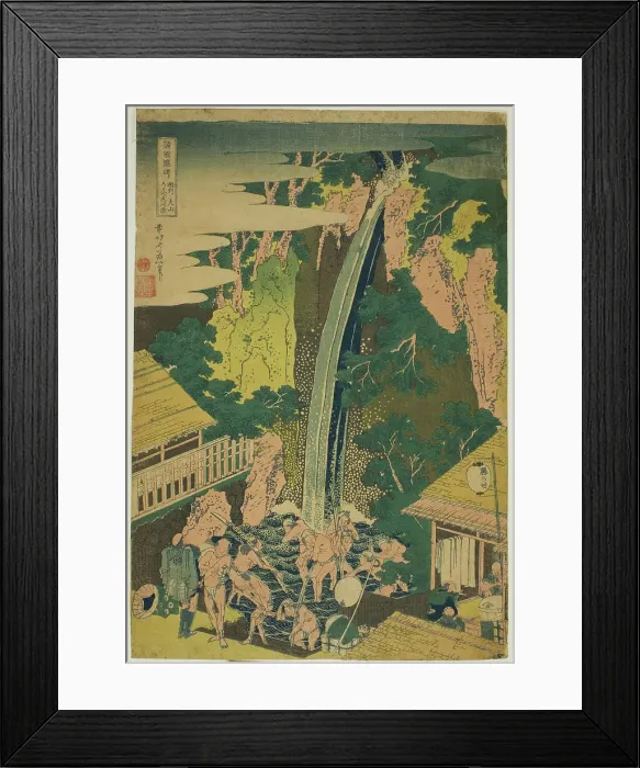 Framed Print : Roben Falls at Oyama in Sagami Province (Soshu Oyama Roben no taki), from the series... c. 1833. Creator: Hokusai Framed Print : Roben Falls at Oyama in Sagami Province (Soshu Oyama Roben no taki), from the series... c. 1833. Creator: Hokusai