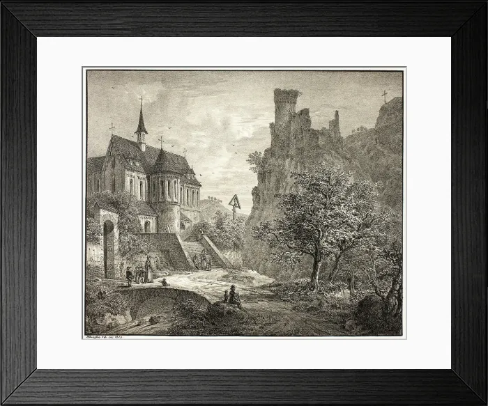 Framed Print : Church at Kobern on the Mosel, 1823. Creator: Domenico Quaglio II Framed Print : Church at Kobern on the Mosel, 1823. Creator: Domenico Quaglio II