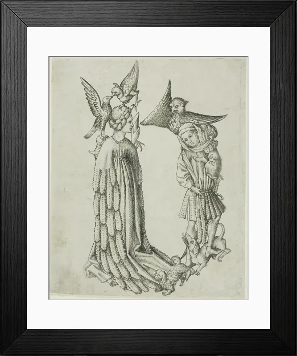 Framed Print : The Letter B, from The Alphabet, 1466-67. Creator: Master ES Framed Print : The Letter B, from The Alphabet, 1466-67. Creator: Master ES