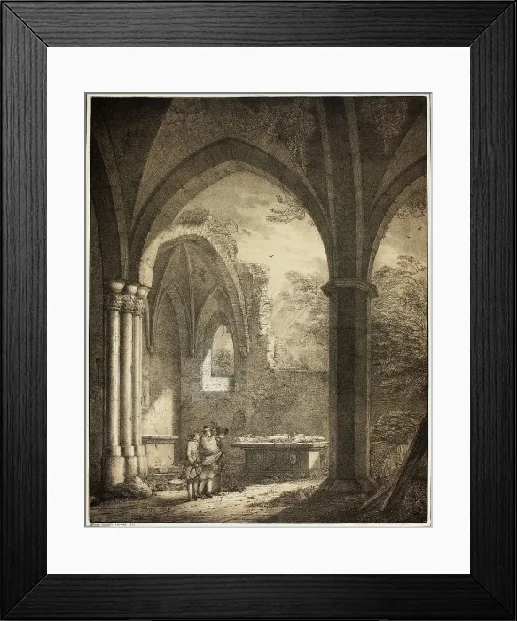 Framed Print : Ruin of the Church of Our Lady with the Tombstones of Genevieve and the Count... 1821. Creator: Domenico Quaglio II Framed Print : Ruin of the Church of Our Lady with the Tombstones of Genevieve and the Count... 1821. Creator: Domenico Quaglio II