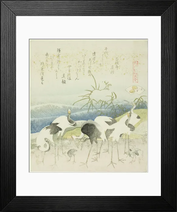 Framed Print : Cranes by the Shore, illustration for The Leg Shell (Ashigai), from the series A Matching...1821. Creator: Hokusai. Cranes by the Shore, illustration for The Leg Shell (Ashigai), from the series A Matching...1821. Creator: Hokusai Framed Print : Cranes by the Shore, illustration for The Leg Shell (Ashigai), from the series A Matching...1821. Creator: Hokusai. Cranes by the Shore, illustration for The Leg Shell (Ashigai), from the series A Matching...1821. Creator: Hokusai