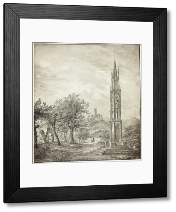 Framed Print : Ruin of Godesberg with the so-called High Cross of the Rhine, 1823. Creator: Domenico Quaglio II Framed Print : Ruin of Godesberg with the so-called High Cross of the Rhine, 1823. Creator: Domenico Quaglio II