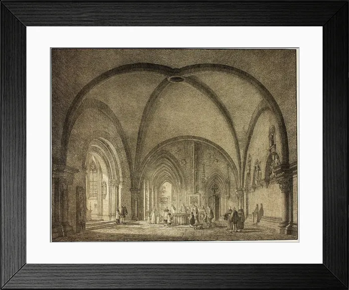 Framed Print : Baptismal Hall and Cloisters in the Cathedral at Mainz, from Collection of Memorable... 1823. Creator: Domenico Quaglio II Framed Print : Baptismal Hall and Cloisters in the Cathedral at Mainz, from Collection of Memorable... 1823. Creator: Domenico Quaglio II