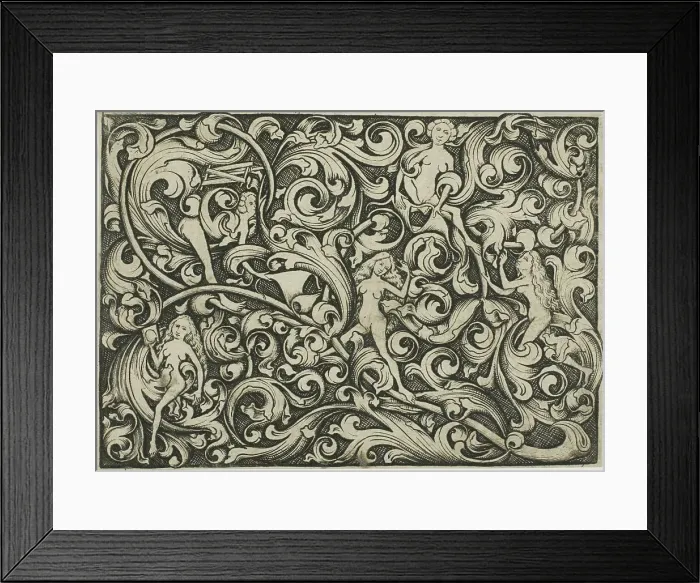 Framed Print : Ornament with Women Fighting, c. 1460. Creator: Master ES Framed Print : Ornament with Women Fighting, c. 1460. Creator: Master ES