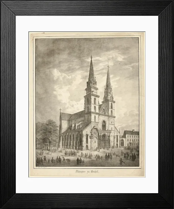 Framed Print : Münster zu Basel, 1823. Creator: Domenico Quaglio II Framed Print : Münster zu Basel, 1823. Creator: Domenico Quaglio II