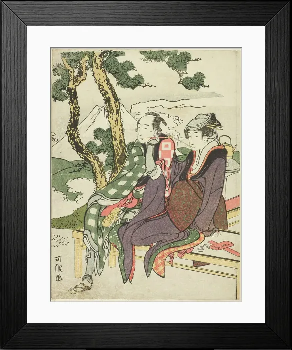 Framed Print : Evening Glow for Date no Yosaku and Seki no Koman, from the untitled series known as... 1801-04. Creator: Hokusai Framed Print : Evening Glow for Date no Yosaku and Seki no Koman, from the untitled series known as... 1801-04. Creator: Hokusai