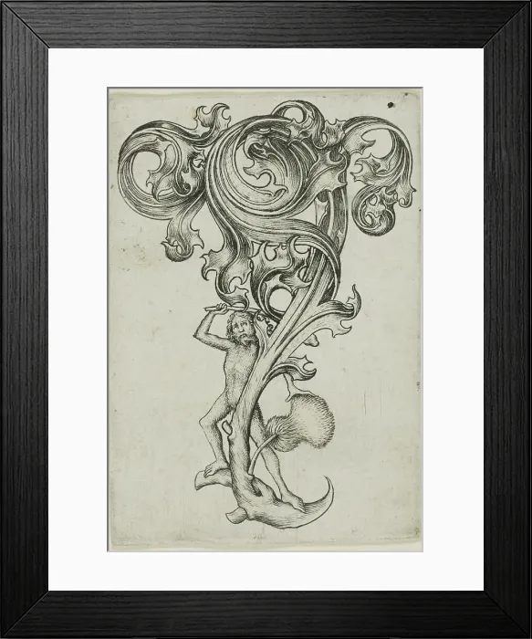 Framed Print : Thistle Ornament With Wild Man, 1450 / 67. Creator: Master ES Framed Print : Thistle Ornament With Wild Man, 1450 / 67. Creator: Master ES