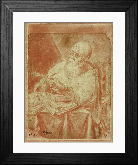 Framed Print : Saint Sharpening a Pen, n.d. Creator: Unknown Framed Print : Saint Sharpening a Pen, n.d. Creator: Unknown