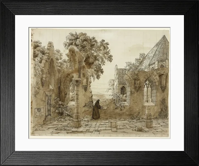 Framed Print : Monk in the Ruins of a Monastery, 1820 / 1830. Creator: Domenico Quaglio II Framed Print : Monk in the Ruins of a Monastery, 1820 / 1830. Creator: Domenico Quaglio II