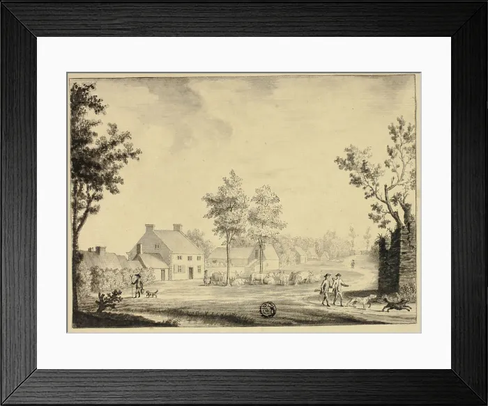 Framed Print : Hunters and Herd of Cattle Outside Country Estate, 18th century. Creator: Ralph Bullock Framed Print : Hunters and Herd of Cattle Outside Country Estate, 18th century. Creator: Ralph Bullock