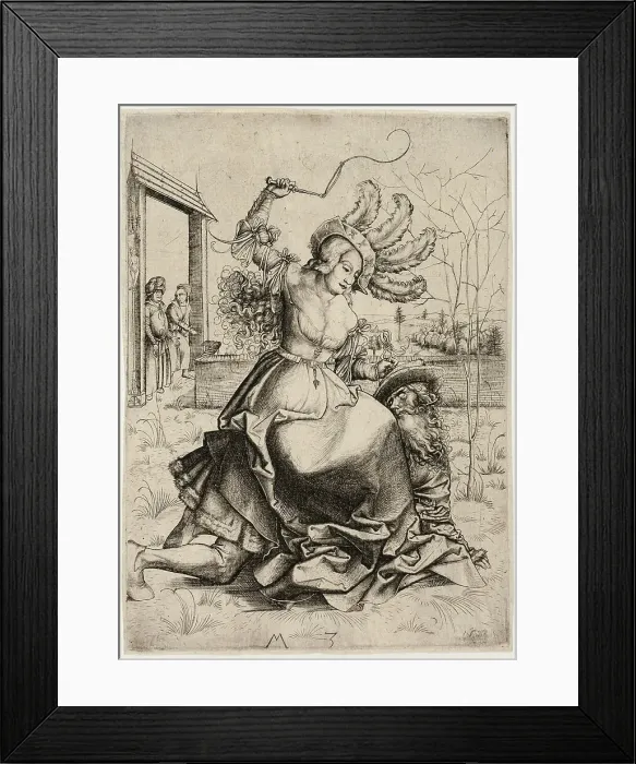 Framed Print : Aristotle and Phyllis, c. 1500. Creator: Master MZ Framed Print : Aristotle and Phyllis, c. 1500. Creator: Master MZ
