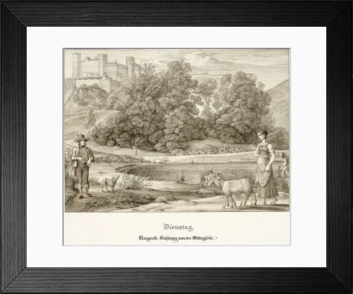Framed Print : Tuesday: The Castle of Salzburg Seen from the South, 1823. Creator: Ferdinand Olivier Framed Print : Tuesday: The Castle of Salzburg Seen from the South, 1823. Creator: Ferdinand Olivier