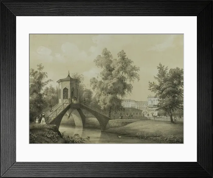 Framed Print : Tzarskoé-sélo Palace, View of the Chinese Bridge, c. 1820. Creator: C. Schultz Framed Print : Tzarskoé-sélo Palace, View of the Chinese Bridge, c. 1820. Creator: C. Schultz