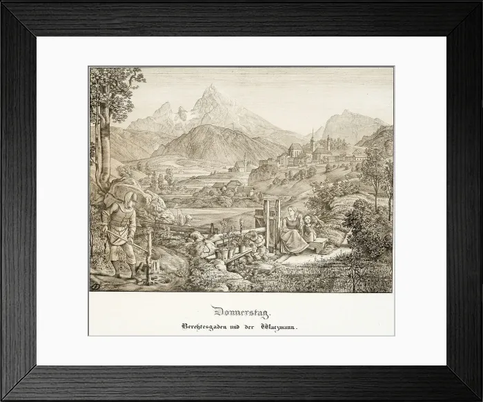Framed Print : Thursday: Berchtesgaden and the Watzmann, 1823. Creator: Ferdinand Olivier Framed Print : Thursday: Berchtesgaden and the Watzmann, 1823. Creator: Ferdinand Olivier