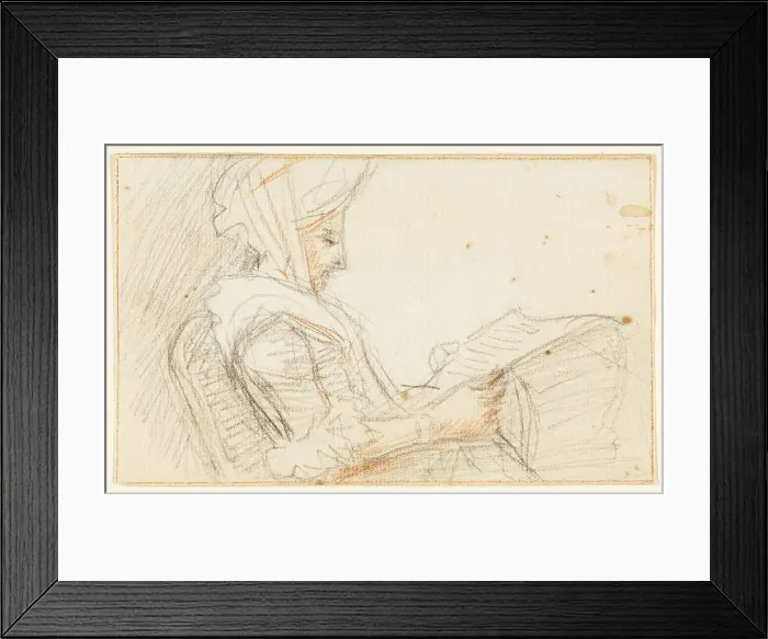 Framed Print : Right Profile of Seated Woman Reading, n.d. Creator: William Hoare Framed Print : Right Profile of Seated Woman Reading, n.d. Creator: William Hoare