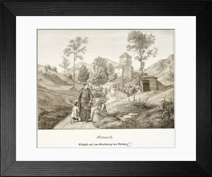 Framed Print : Wednesday: Footpath on the Mönchsberg Near Salzburg, 1823. Creator: Ferdinand Olivier Framed Print : Wednesday: Footpath on the Mönchsberg Near Salzburg, 1823. Creator: Ferdinand Olivier