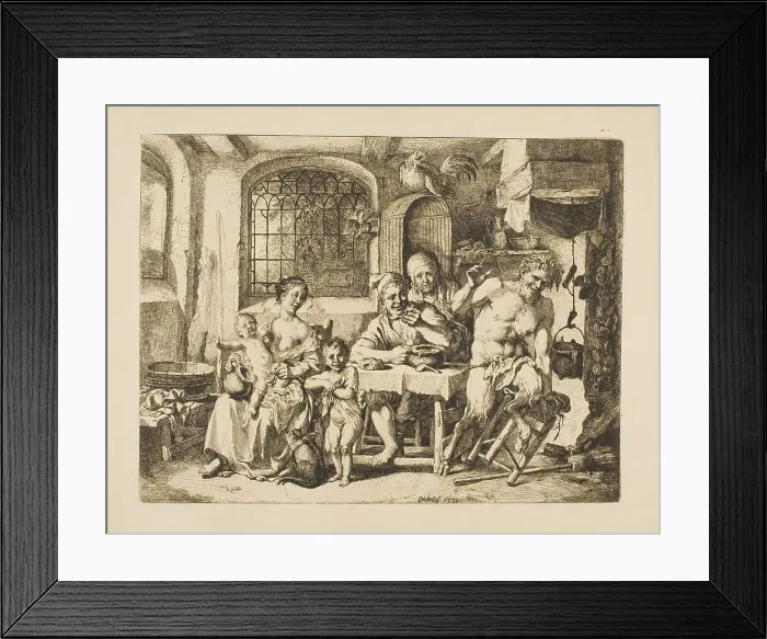 Framed Print : Satyr in a Peasant's House, in the Style of Jordaens, 1739. Creator: Christian Wilhelm Ernst Dietrich Framed Print : Satyr in a Peasant's House, in the Style of Jordaens, 1739. Creator: Christian Wilhelm Ernst Dietrich