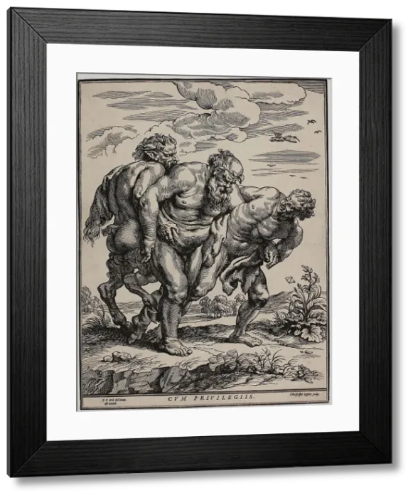 Framed Print : The Drunken Silenus, c. 1635. Creator: Christoffel Jegher Framed Print : The Drunken Silenus, c. 1635. Creator: Christoffel Jegher