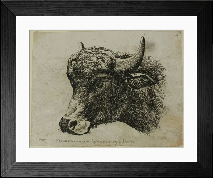 Framed Print : Buffalo Head Facing Left, from Die Zweite Thierfolge, 1799 / 1803. Creator: Johann Christian Reinhart Framed Print : Buffalo Head Facing Left, from Die Zweite Thierfolge, 1799 / 1803. Creator: Johann Christian Reinhart