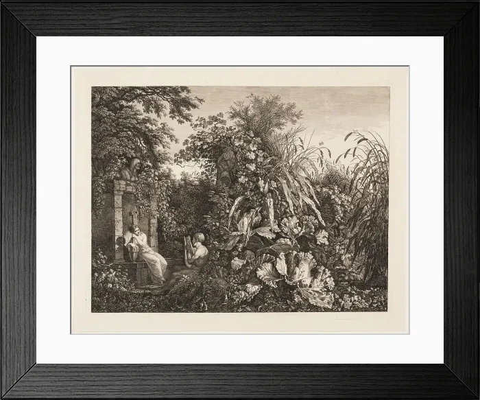 Framed Print : Youth Playing a Lyre to a Maiden by a Fountain, 1803. Creator: Carl Wilhelm Kolbe the elder Framed Print : Youth Playing a Lyre to a Maiden by a Fountain, 1803. Creator: Carl Wilhelm Kolbe the elder