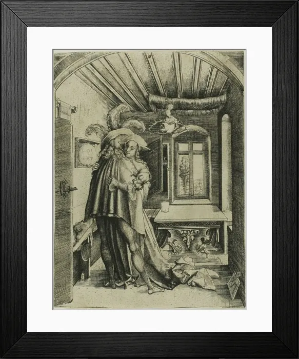 Framed Print : The Embrace, 1503, printed c. 1600. Creator: Master MZ Framed Print : The Embrace, 1503, printed c. 1600. Creator: Master MZ