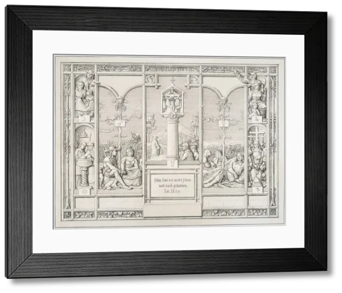Framed Print : Coping-stone, 1823. Creator: Ferdinand Olivier Framed Print : Coping-stone, 1823. Creator: Ferdinand Olivier
