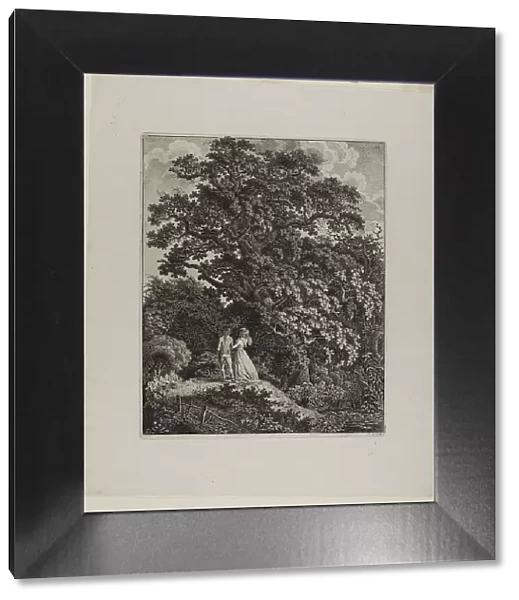 Woodland Landscape with an Elegant Couple Walking Beneath an Oak, 1796 / 1800. Creator: Carl Wilhelm Kolbe the elder