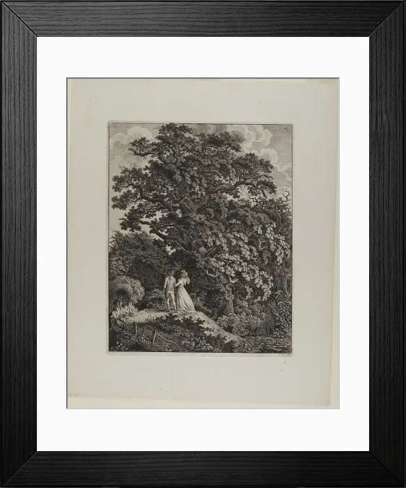 Framed Print : Woodland Landscape with an Elegant Couple Walking Beneath an Oak, 1796 / 1800. Creator: Carl Wilhelm Kolbe the elder Framed Print : Woodland Landscape with an Elegant Couple Walking Beneath an Oak, 1796 / 1800. Creator: Carl Wilhelm Kolbe the elder