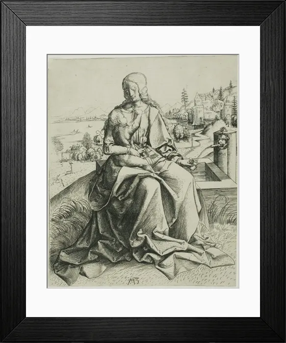 Framed Print : The Madonna by the Fountain, 1501. Creator: Master MZ Framed Print : The Madonna by the Fountain, 1501. Creator: Master MZ