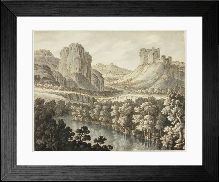 Framed Print : A Romantic Landscape with a Ruined Castle, 1778-87. Creator: Robert Adam Framed Print : A Romantic Landscape with a Ruined Castle, 1778-87. Creator: Robert Adam