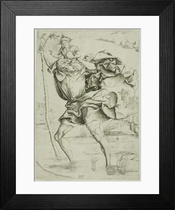 Framed Print : Saint Christopher, c. 1500. Creator: Master MZ Framed Print : Saint Christopher, c. 1500. Creator: Master MZ