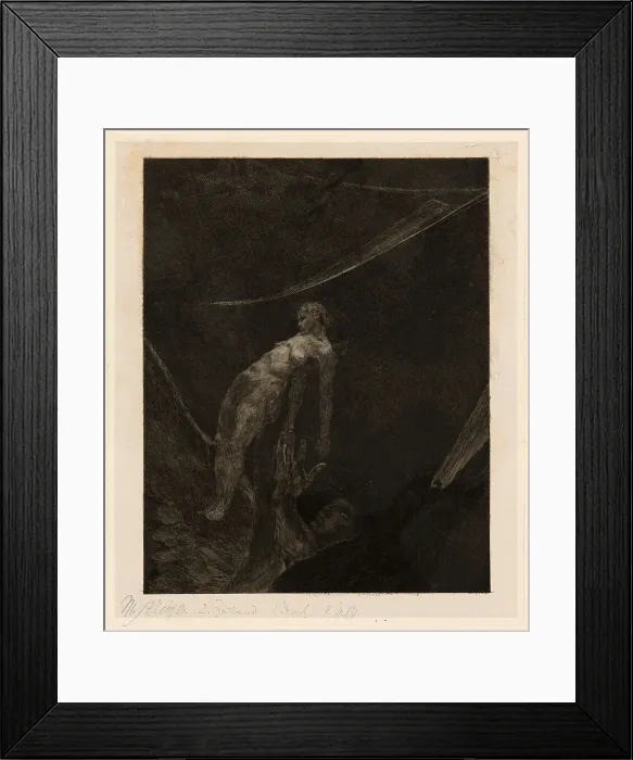 Framed Print : Back into Nothingness, plate fifteen from A Life, 1884. Creator: Max Klinger Framed Print : Back into Nothingness, plate fifteen from A Life, 1884. Creator: Max Klinger
